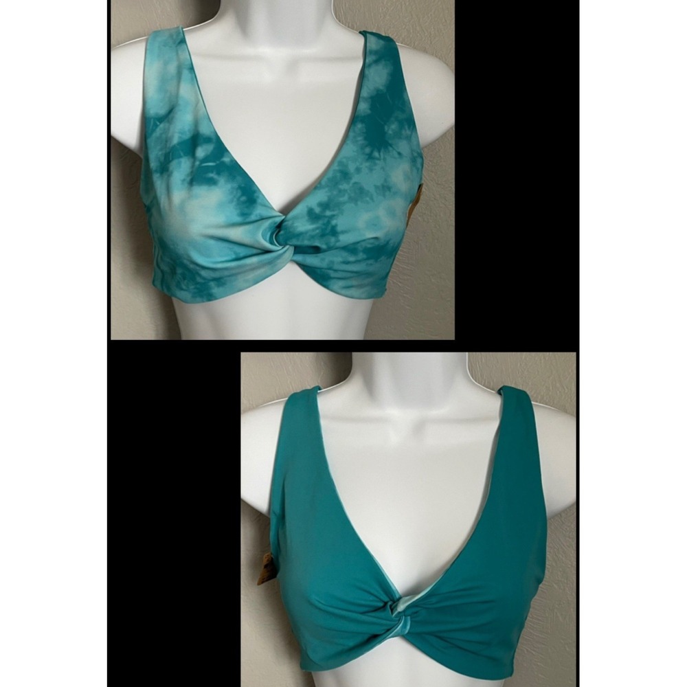 Victoria Secret PINK Swim Bikini Top Size XL Wrap Blue Tie Dye Reversible New!